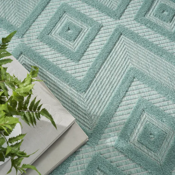 6' X 9' Aqua Indoor Outdoor Area Rug
