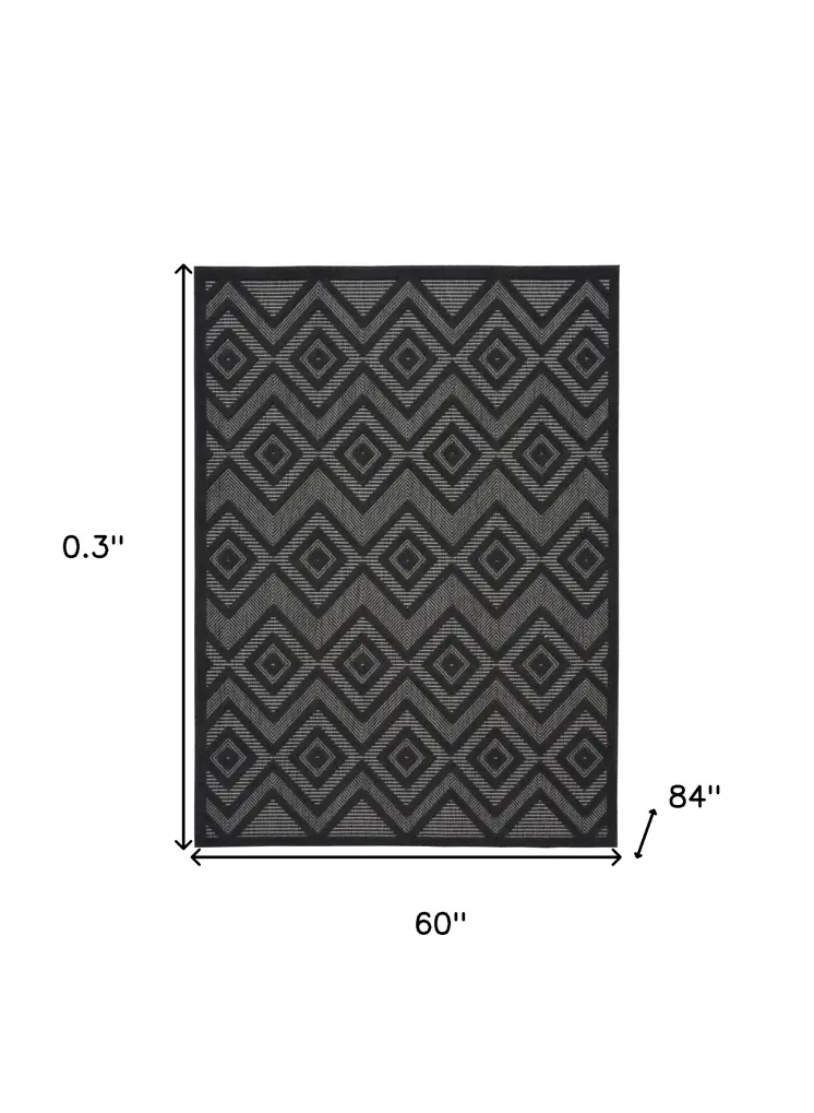 5' X 7' Charcoal Indoor Outdoor Area Rug