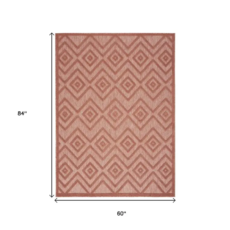 5' X 7' Coral Indoor Outdoor Area Rug