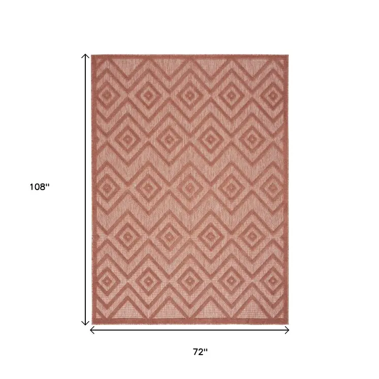 6' X 9' Coral Indoor Outdoor Area Rug