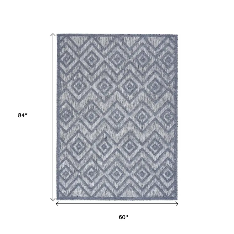 5' X 7' Denim Blue Indoor Outdoor Area Rug
