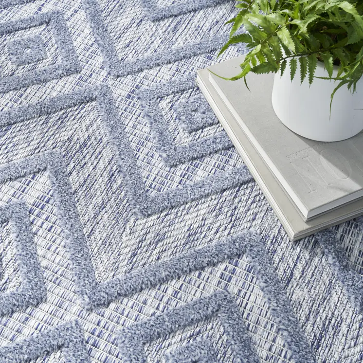 6' X 9' Denim Blue Indoor Outdoor Area Rug