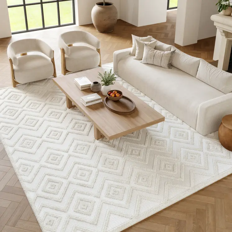 6' X 9' Ivory Indoor Outdoor Area Rug