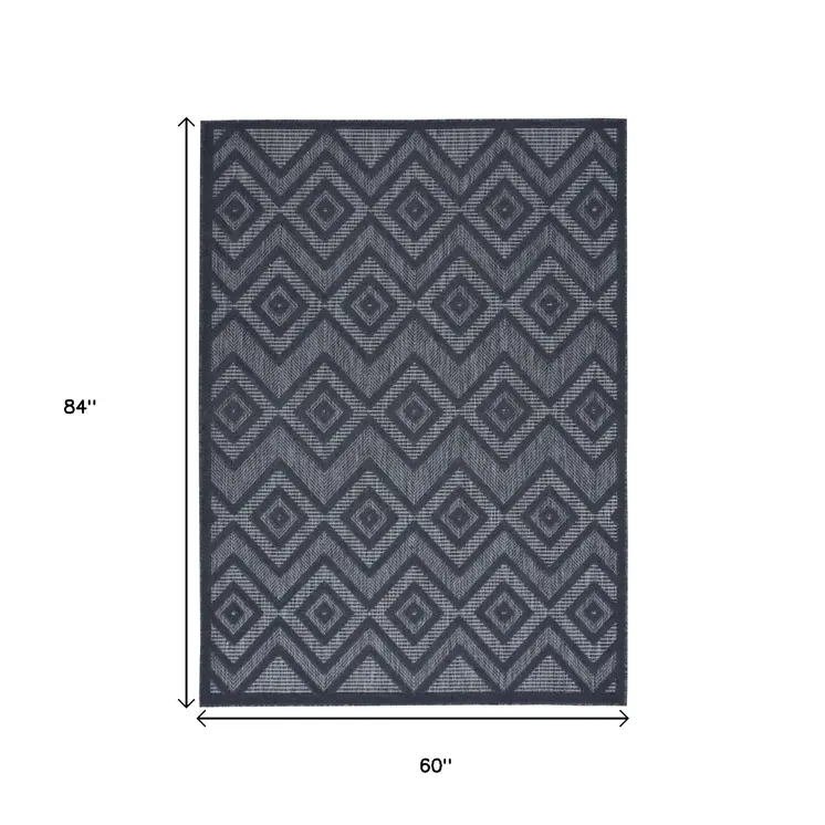 5' X 7' Blue Indoor Outdoor Area Rug