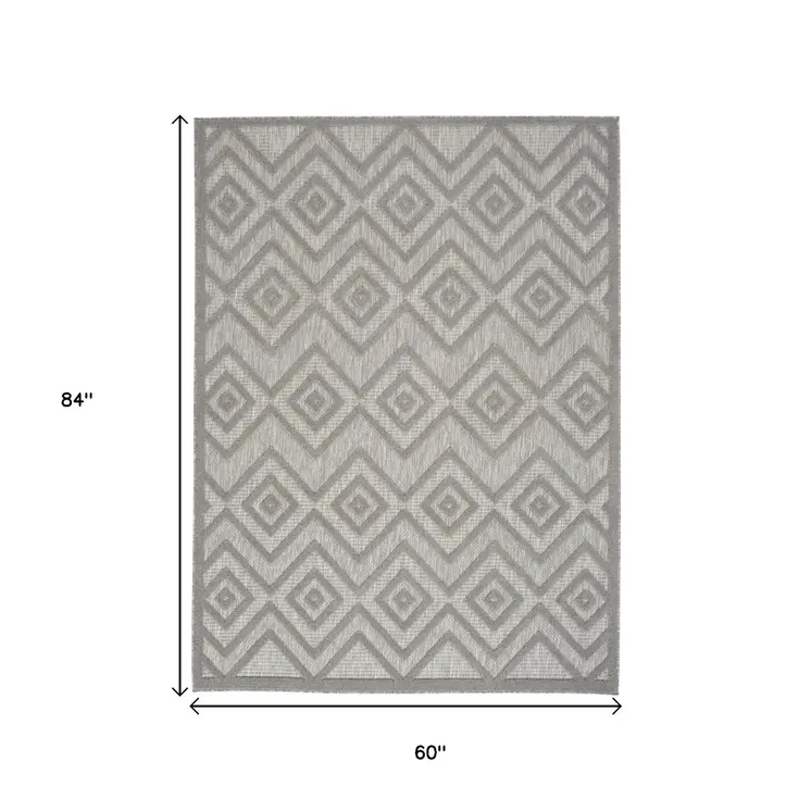 5' X 7' Gray Indoor Outdoor Area Rug