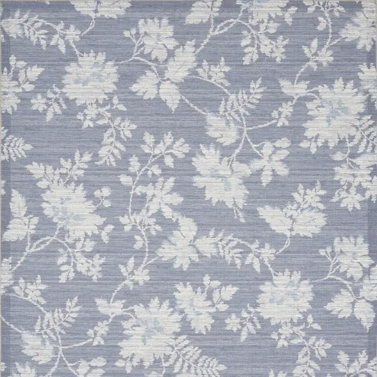 8' X 10' Grey Floral Distressed Washable Area Rug