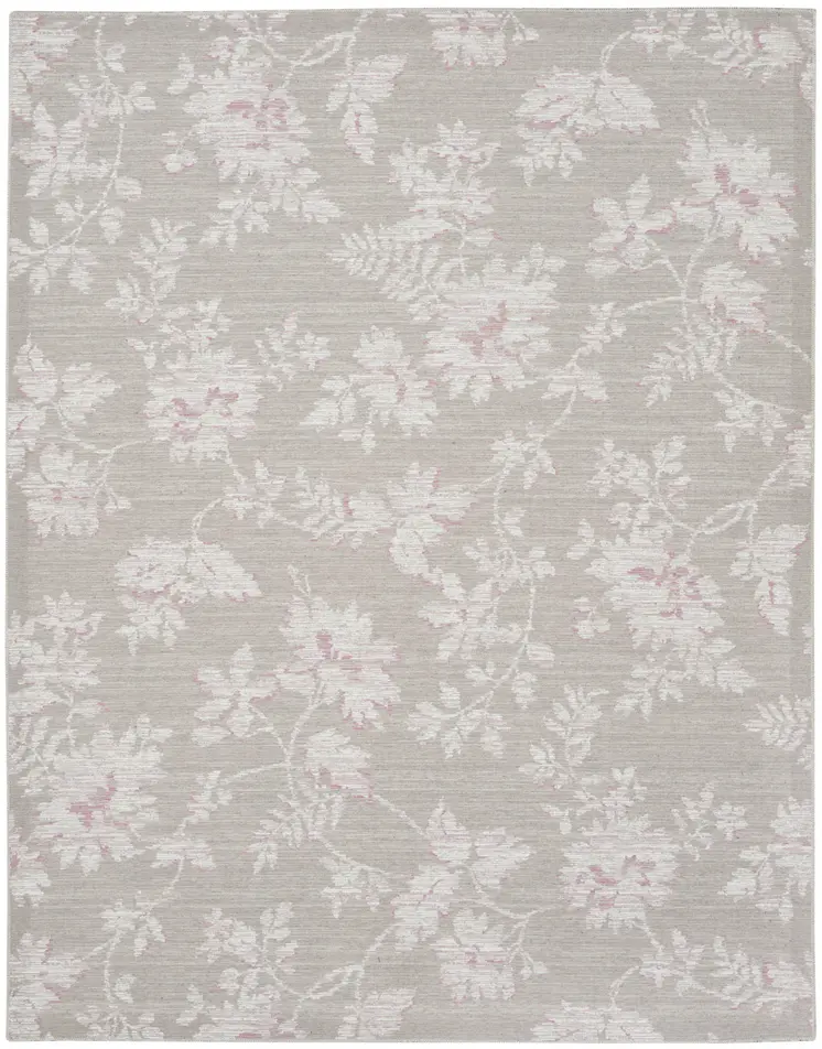 8' X 10' Natural Floral Distressed Washable Area Rug