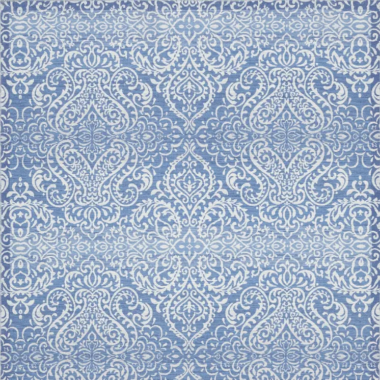 8' X 10' Blue Floral Distressed Washable Area Rug