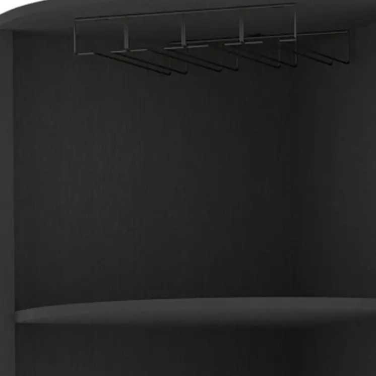 71" Black Wood Corner Bar Cabinet