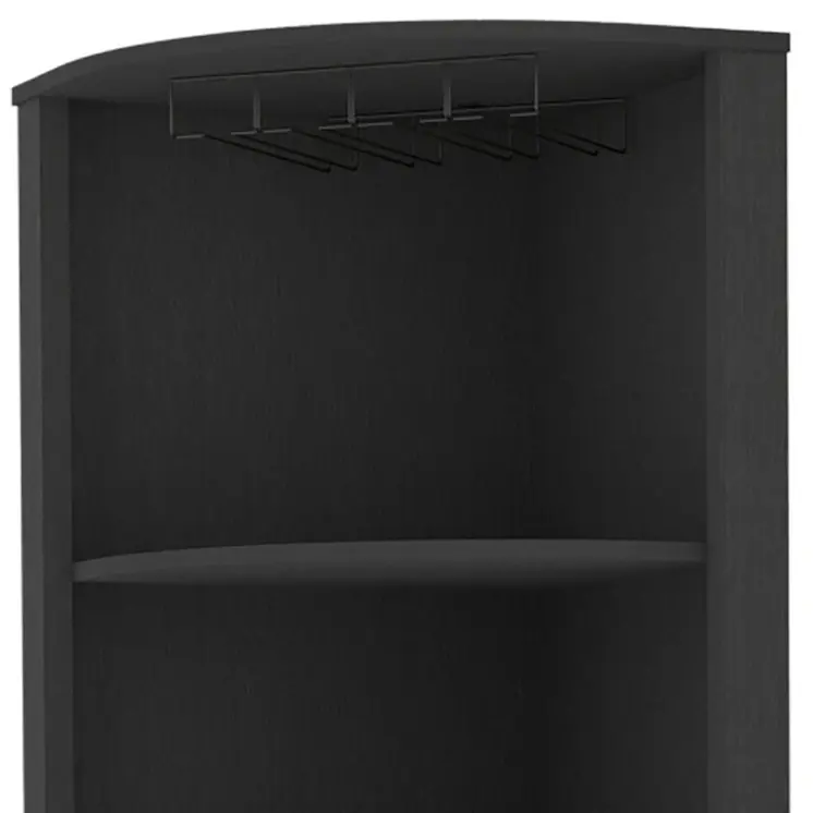 71" Black Wood Corner Bar Cabinet