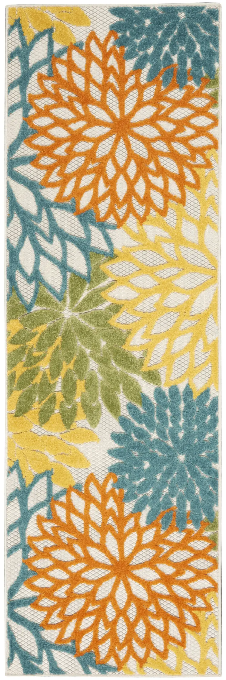 6' Blue And Yellow Indoor Outdoor Runner Rug