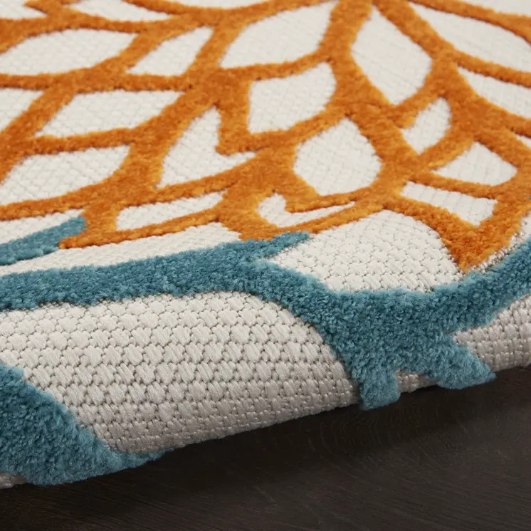 10' Turquoise Indoor Outdoor Runner Rug