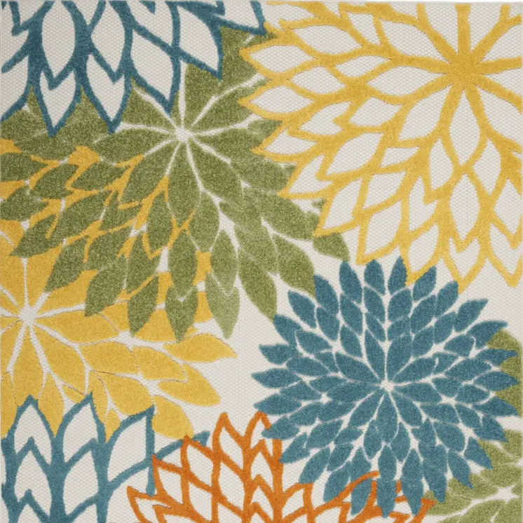 5' X 7' Blue And Yellow Indoor Outdoor Area Rug