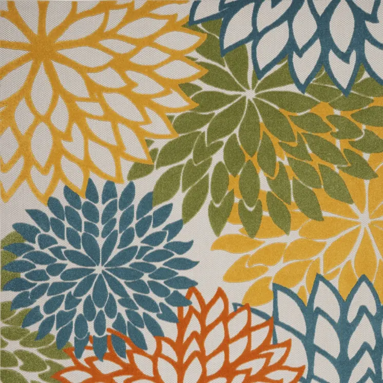 9' X 12' Blue And Yellow Indoor Outdoor Area Rug
