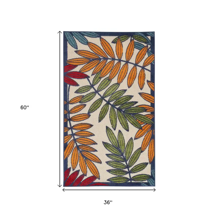 3' X 5' Red And Ivory Indoor Outdoor Area Rug