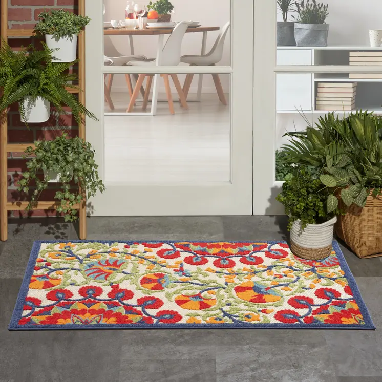 3' X 5' Red And Ivory Indoor Outdoor Area Rug