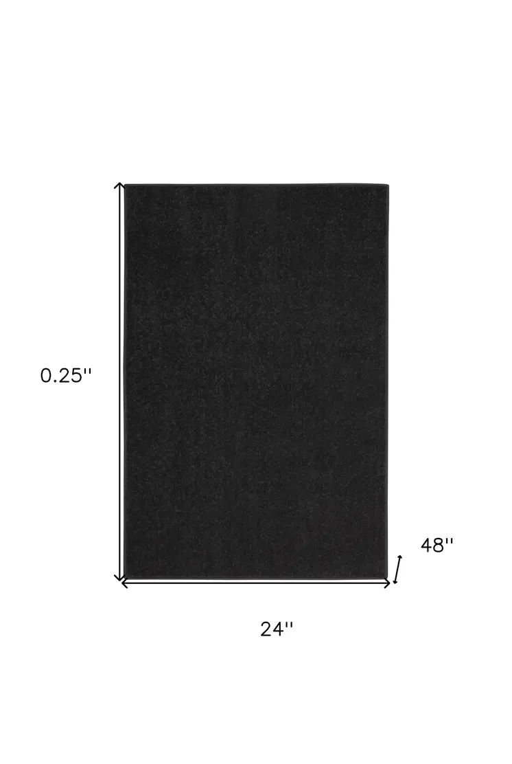 4' Runner Black Indoor Outdoor Runner Rug
