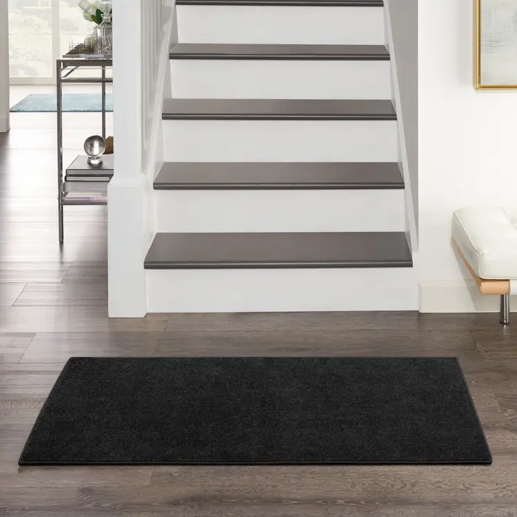 4' Runner Black Indoor Outdoor Runner Rug
