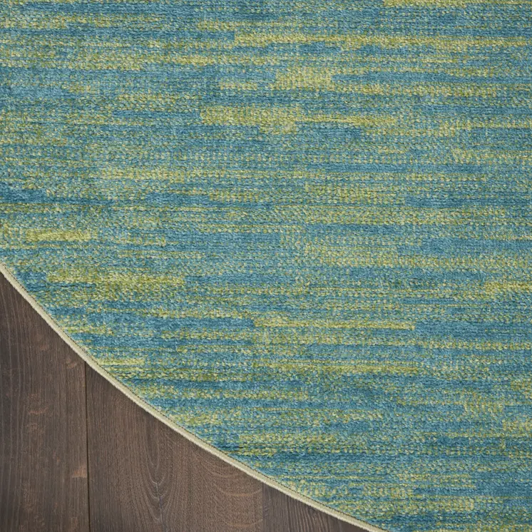 4' Blue And Green Round Indoor Outdoor Area Rug
