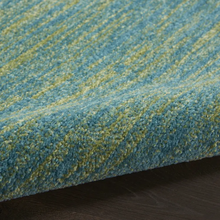 5' X 5' Blue And Green Square Indoor Outdoor Area Rug