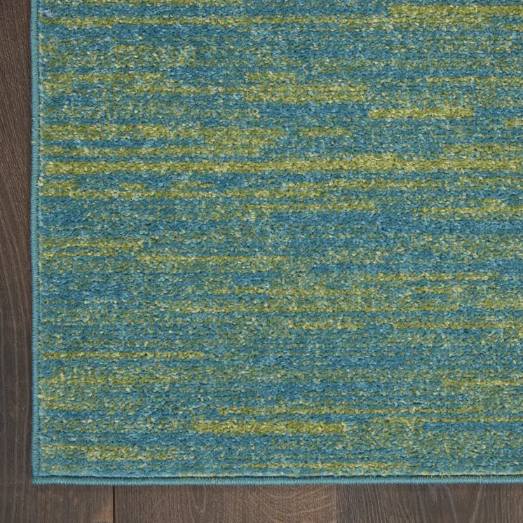 5' X 5' Blue And Green Square Indoor Outdoor Area Rug