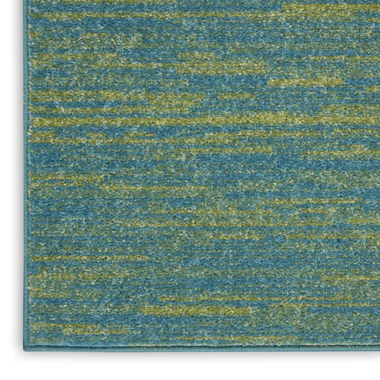 5' X 5' Blue And Green Square Indoor Outdoor Area Rug