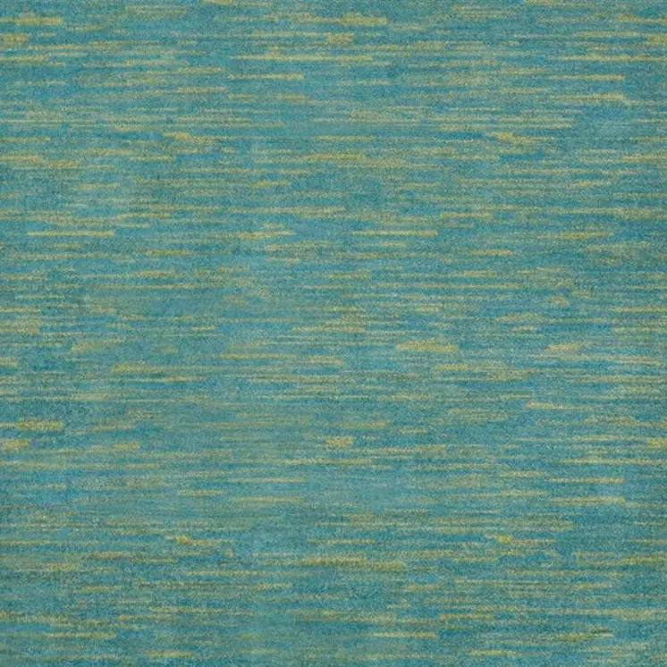 5' X 5' Blue And Green Square Indoor Outdoor Area Rug