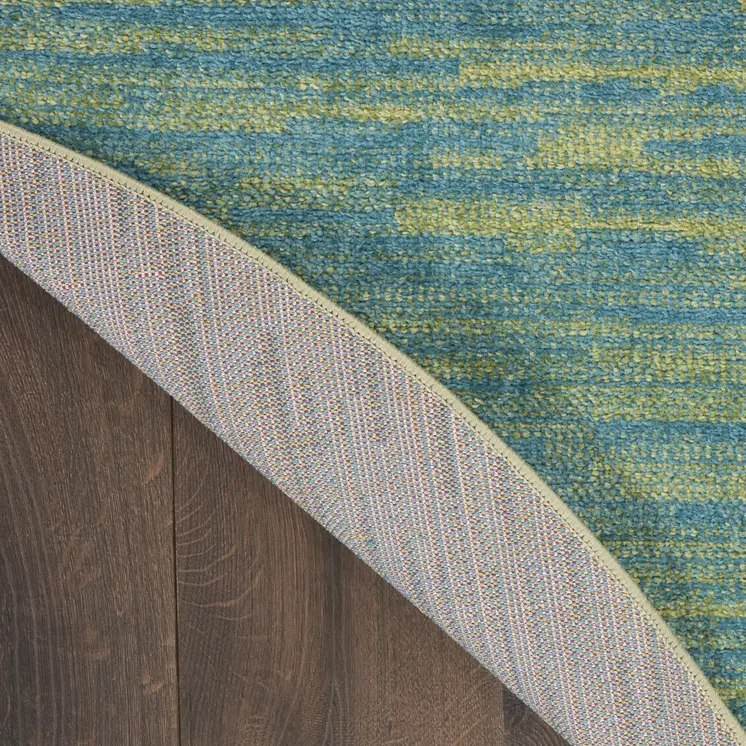 6' X 6' Blue And Green Round Indoor Outdoor Area Rug