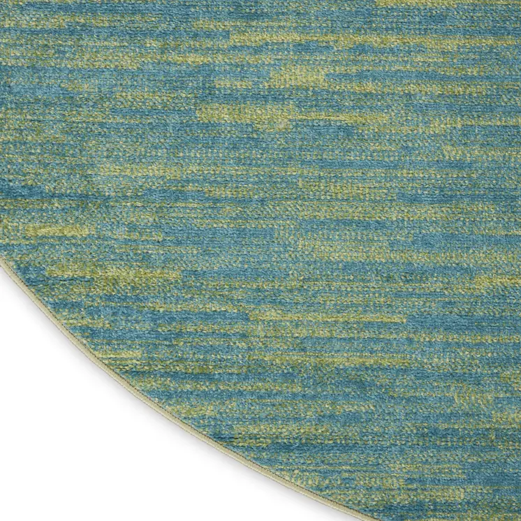 6' X 6' Blue And Green Round Indoor Outdoor Area Rug