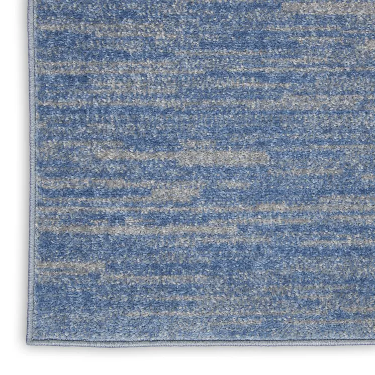 4' Runner Blue And Gray Indoor Outdoor Runner Rug