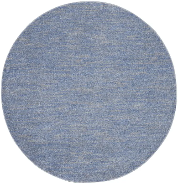 6' X 6' Blue And Gray Round Indoor Outdoor Area Rug