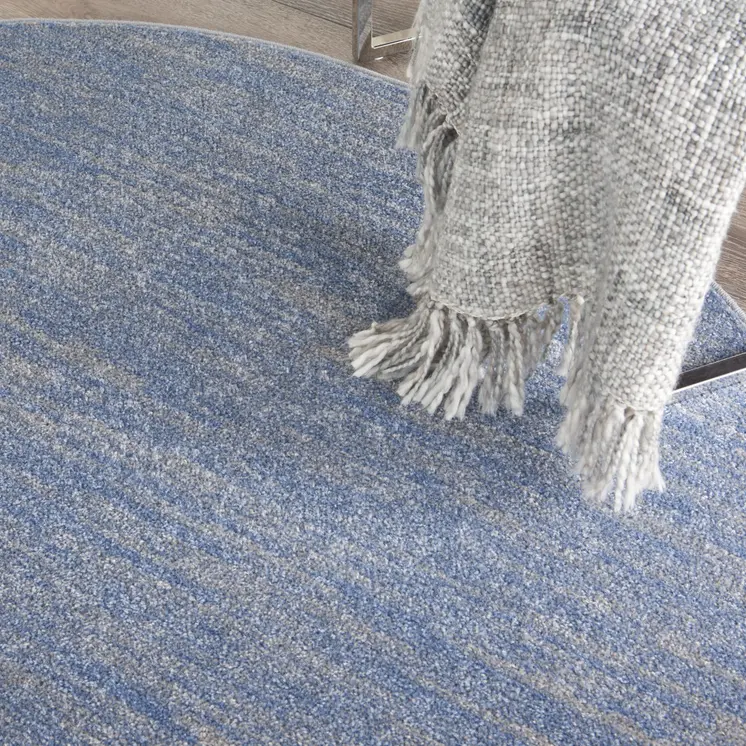 6' X 6' Blue And Gray Round Indoor Outdoor Area Rug