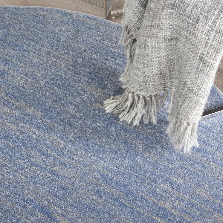 6' X 6' Blue And Gray Round Indoor Outdoor Area Rug