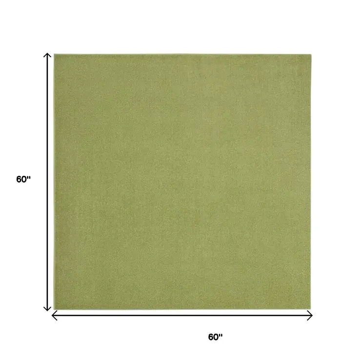 5' X 5' Green Square Indoor Outdoor Area Rug