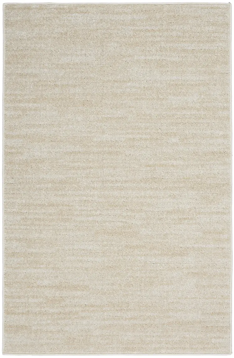 4' Runner Beige And Ivory Indoor Outdoor Runner Rug
