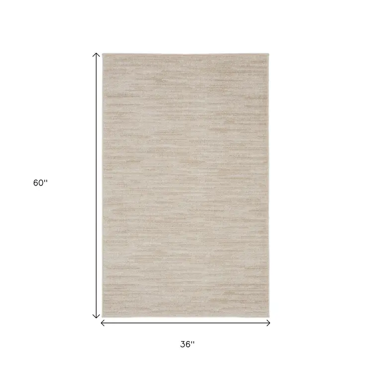 3' X 5' Beige And Ivory Indoor Outdoor Area Rug
