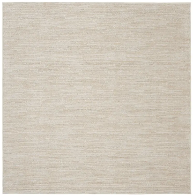 5' X 5' Beige And Ivory Square Indoor Outdoor Area Rug
