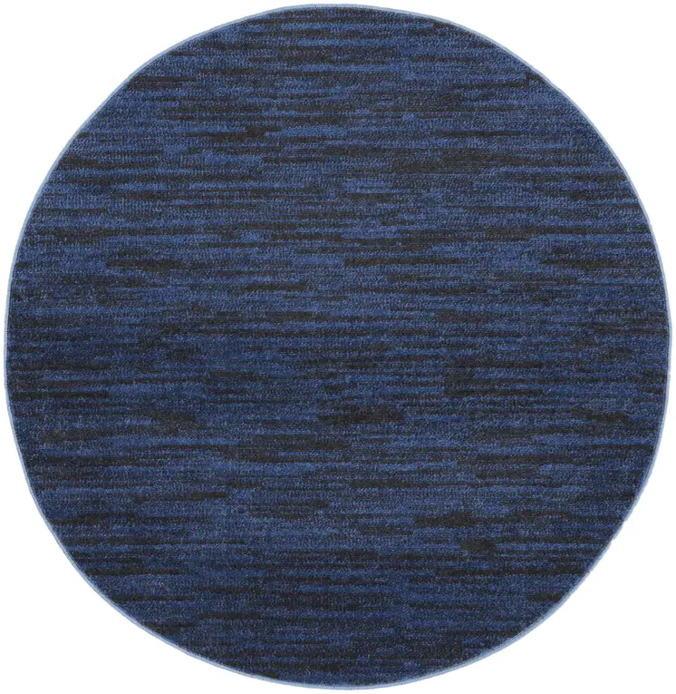 4' Blue Round Indoor Outdoor Area Rug