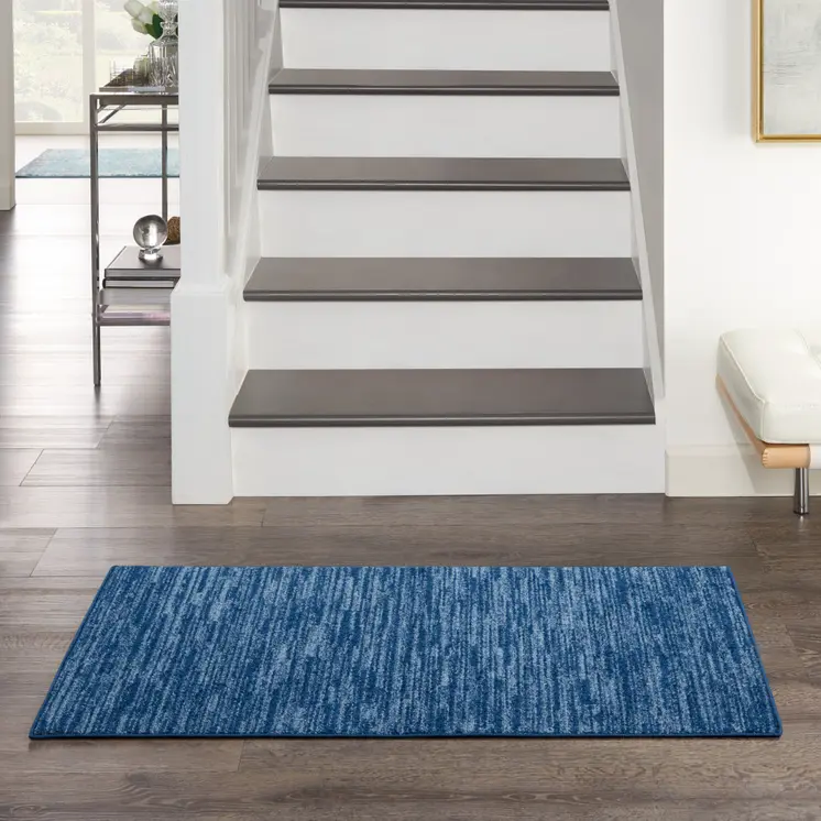 4' Runner Navy Blue Indoor Outdoor Runner Rug