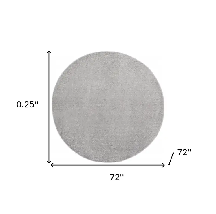 6' X 6' Gray Round Indoor Outdoor Area Rug