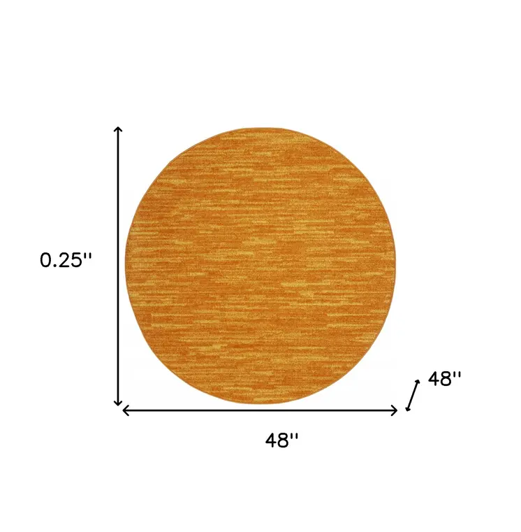 4' Orange Round Indoor Outdoor Area Rug
