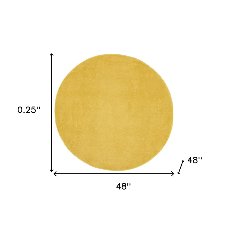 4' Yellow Round Indoor Outdoor Area Rug