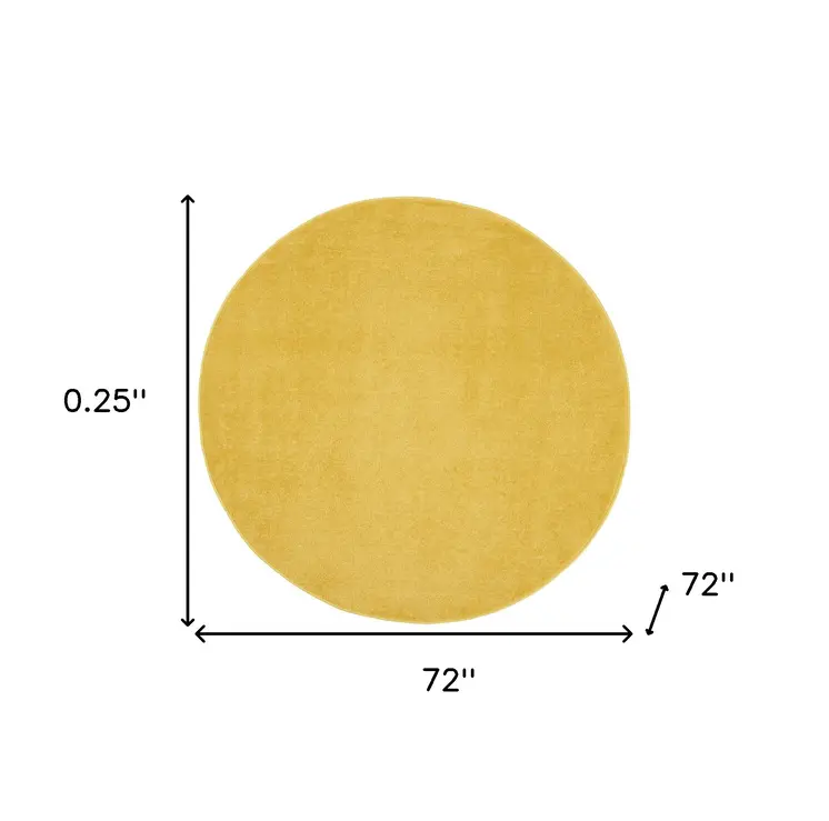 6' X 6' Yellow Round Indoor Outdoor Area Rug