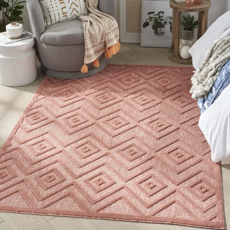4' X 6' Coral Indoor Outdoor Area Rug