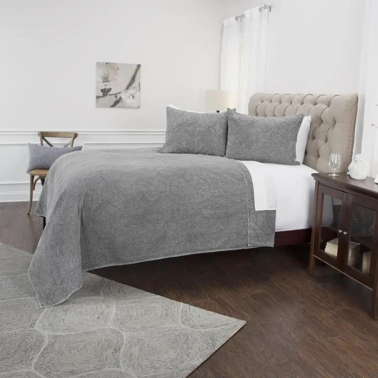 Gray Damask King Quilt