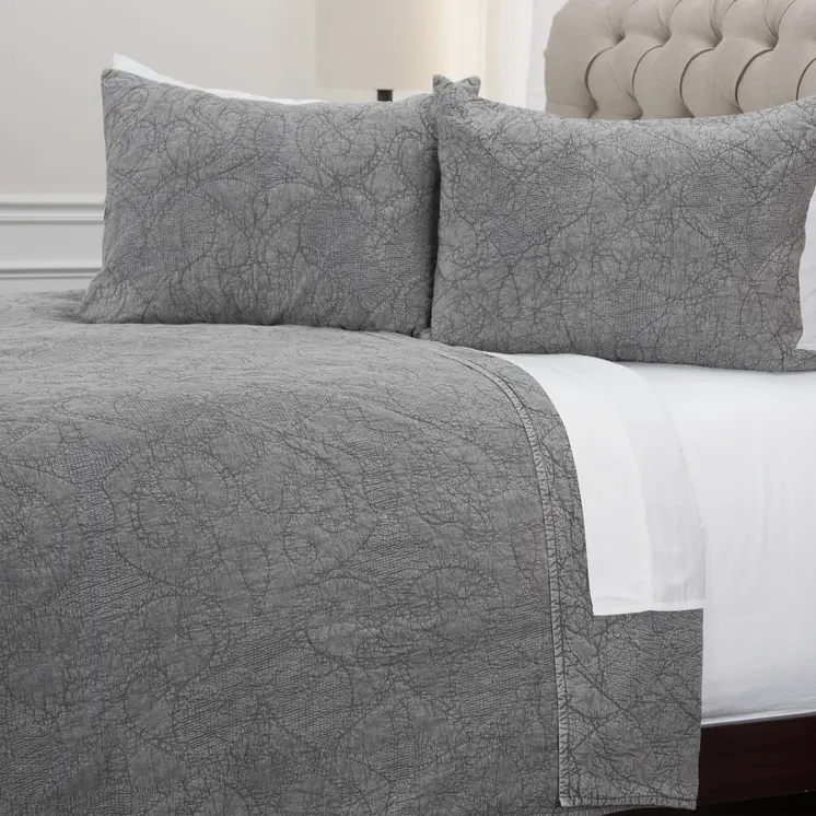 Gray Damask King Quilt