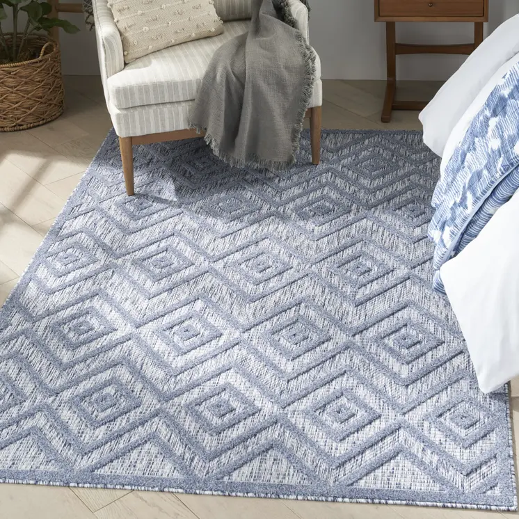 4' X 6' Denim Blue Indoor Outdoor Area Rug