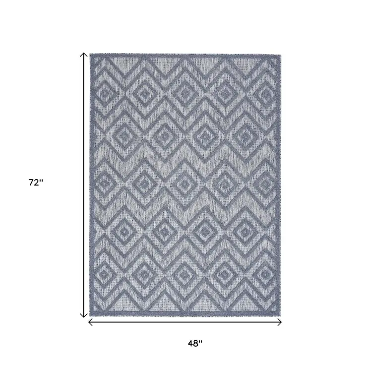 4' X 6' Denim Blue Indoor Outdoor Area Rug