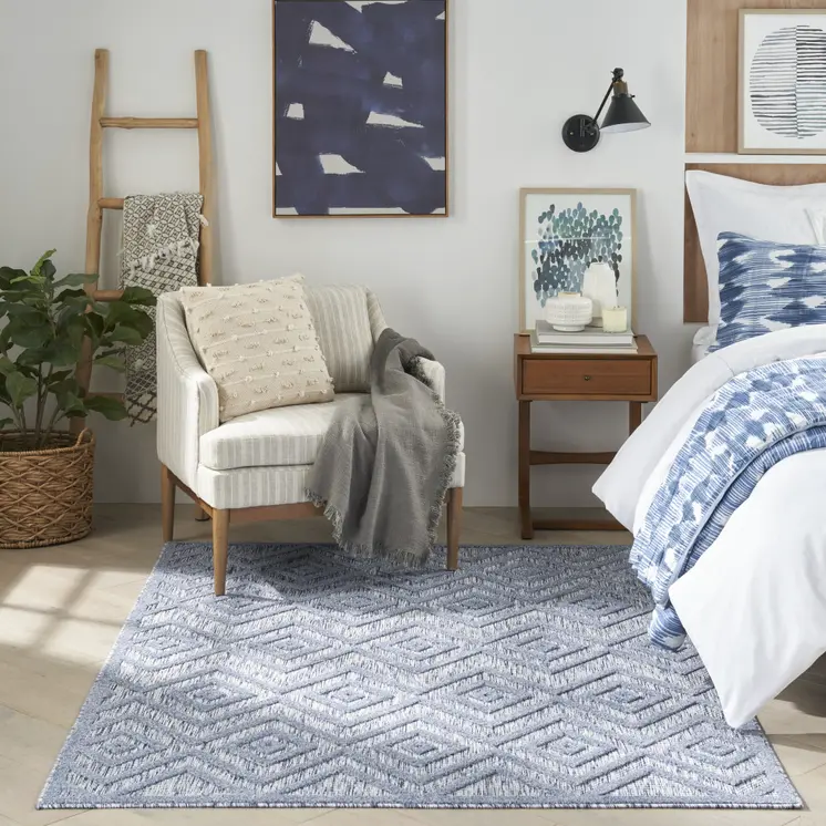 4' X 6' Denim Blue Indoor Outdoor Area Rug