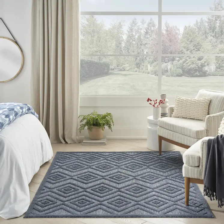 4' X 6' Blue Indoor Outdoor Area Rug